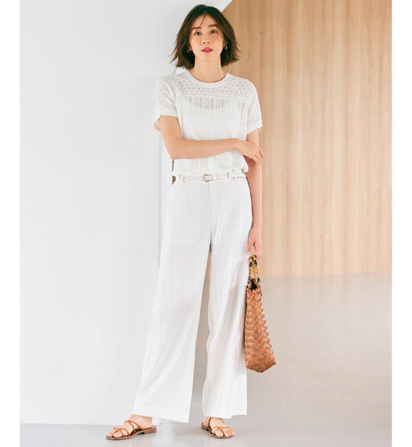 23区「【洗える】リネンレーヨンストレッチ ワイド パンツ」|その他|