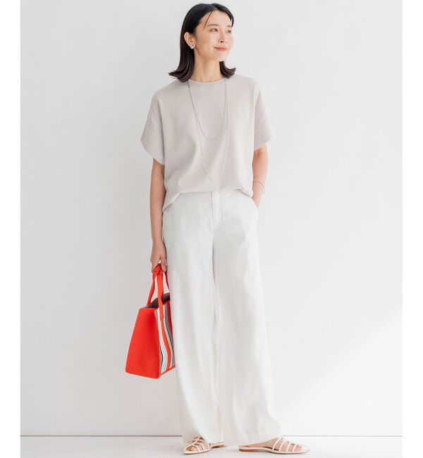 23区「【洗える】リネンレーヨンストレッチ ワイド パンツ」|その他|