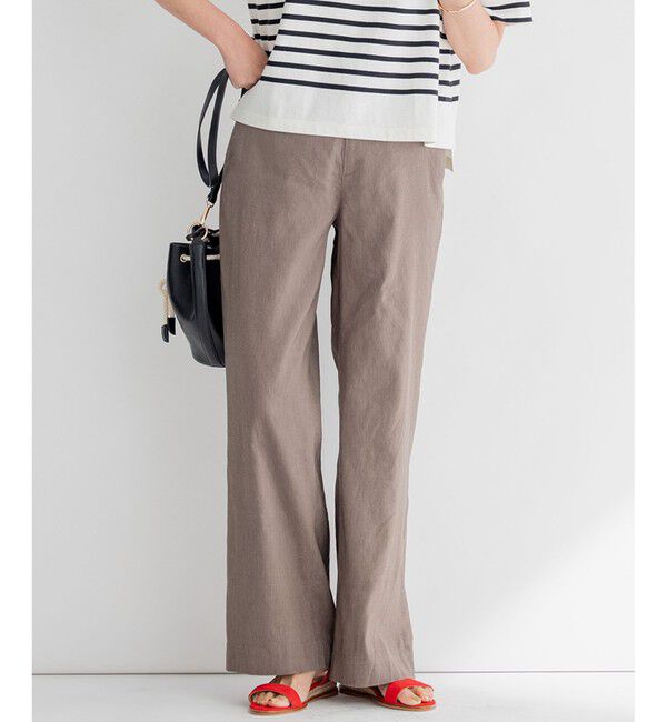 23区「【洗える】リネンレーヨンストレッチ ワイド パンツ」|その他|ﾀﾞｰｸﾌﾞ