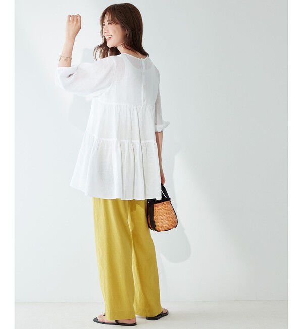 23区「【洗える】リネンレーヨンストレッチ ワイド パンツ」|その他|