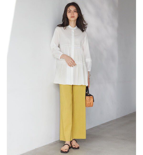 23区「【洗える】リネンレーヨンストレッチ ワイド パンツ」|その他|