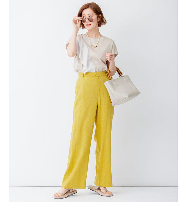 23区「【洗える】リネンレーヨンストレッチ ワイド パンツ」|その他|