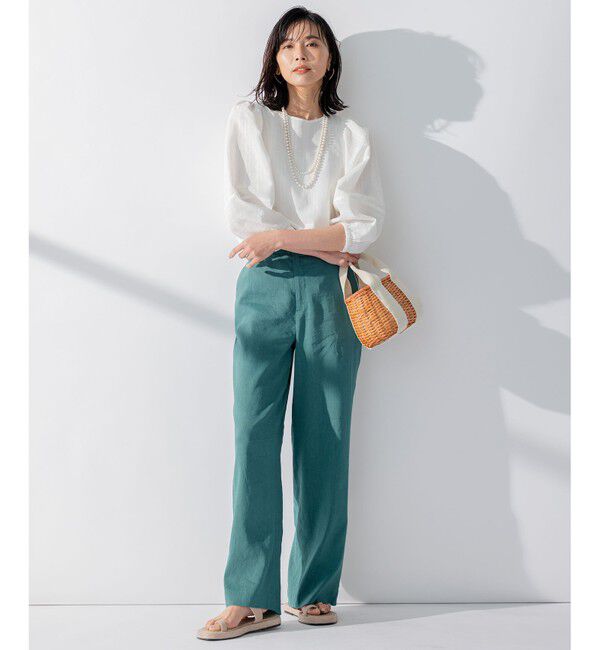 23区「【洗える】リネンレーヨンストレッチ ワイド パンツ」|その他|