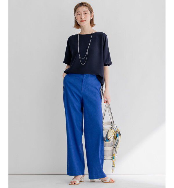 23区「【洗える】リネンレーヨンストレッチ ワイド パンツ」|その他|