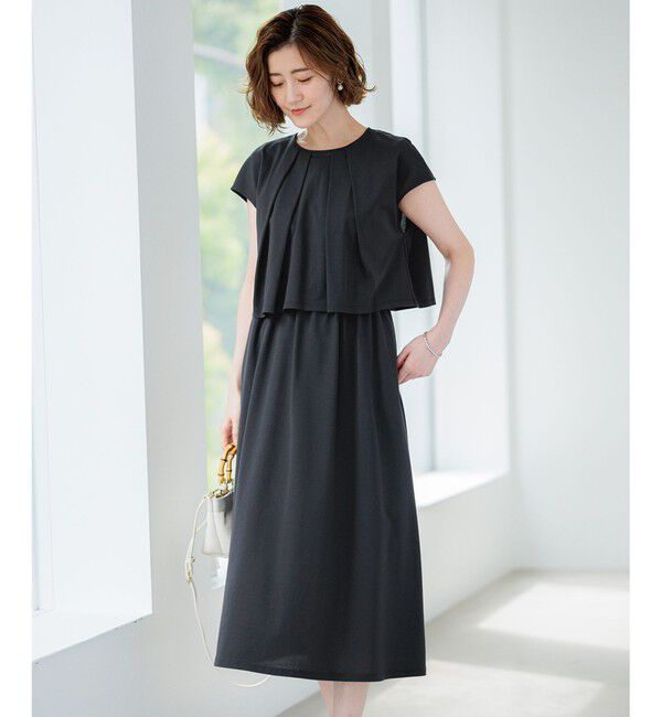 23区「【洗える】ドライコットンジャージー レイヤードワンピース」|ワンピース|グレー系