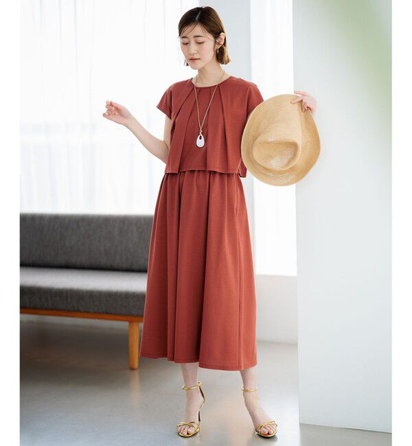 23区「【洗える】ドライコットンジャージー レイヤードワンピース」|ワンピース|