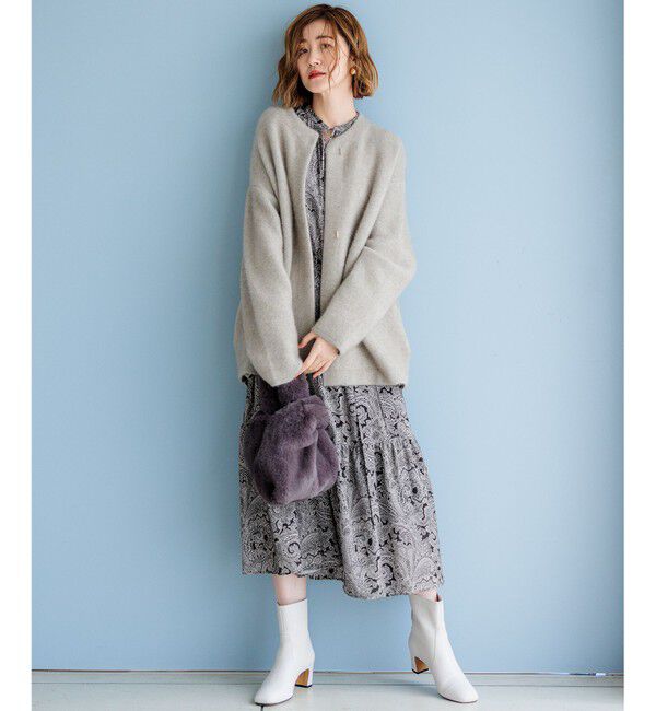 23区「【CLASSY.11月号掲載/洗える】ラクーンブレンドダブルフェイス ニットカーディガン」|カーディガン|