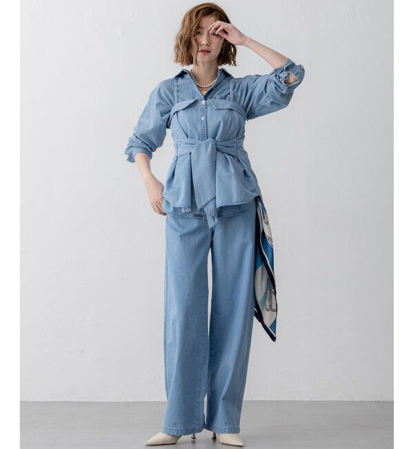 23区「【GLOW5月号掲載/洗える】ライトダンガリー ワイドパンツ」|デニム|