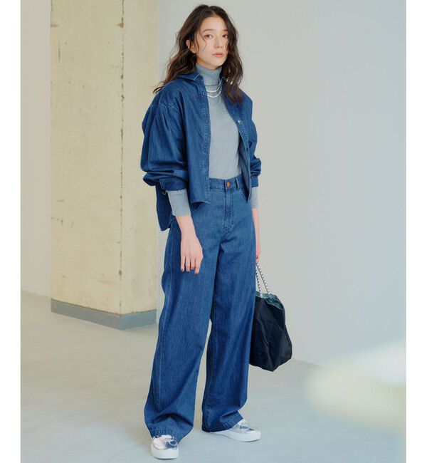 23区「【GLOW5月号掲載/洗える】ライトダンガリー ワイドパンツ」|デニム|
