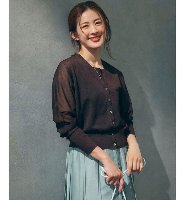 23区「【洗える】シャイニーシアー ドルマンスリーブ カーディガン」|カーディガン|ﾀﾞｰｸﾌﾞ