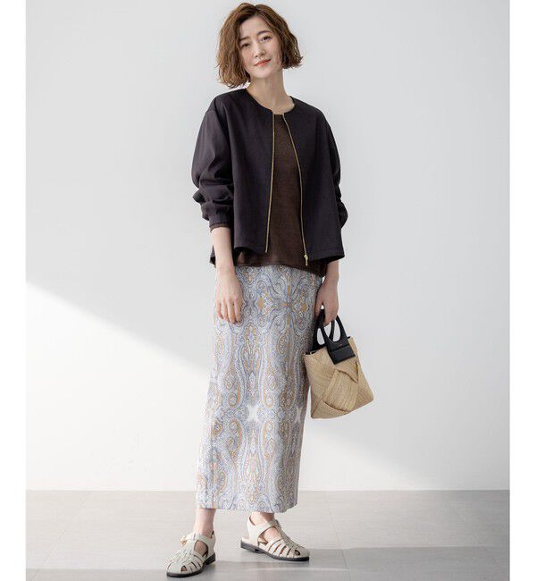 23区「【洗える】リネンレーヨンストレッチ ブルゾン」|ブルゾン・スタジャン|