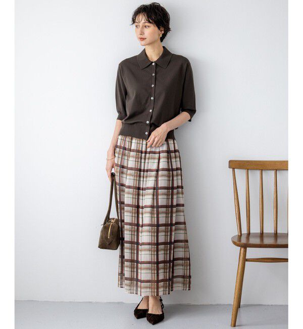 23区「【洗える/吊り干しOK】ヴィスコースストレッチ ポロニット カーディガン」|カーディガン|