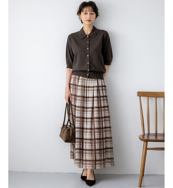 23区「【洗える/吊り干しOK】ヴィスコースストレッチ ポロニット カーディガン」|カーディガン|