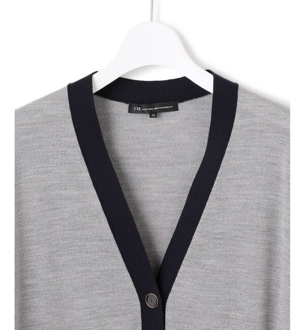 23区「【洗える】サステナブルウール Vネック バイカラー カーディガン」|カーディガン|