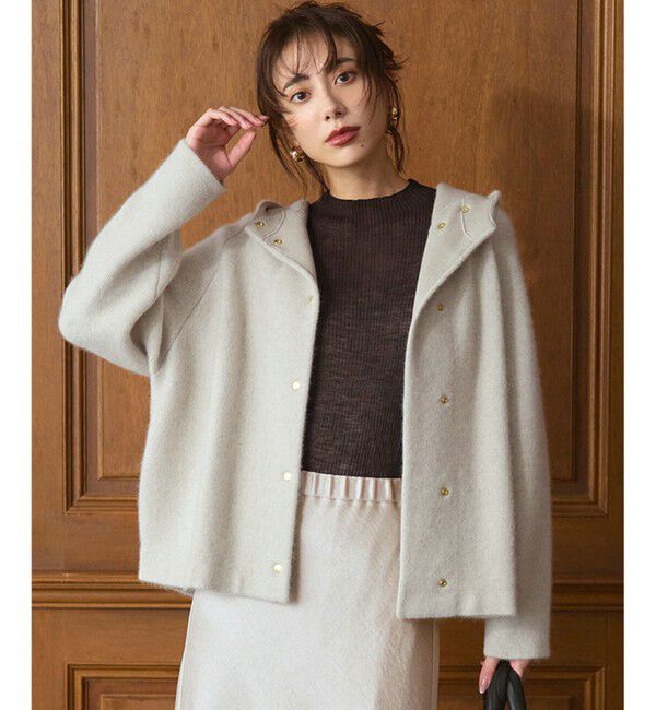 23区「【VERY掲載】ラクーンブレンドダブルフェイス ニット フーディー」|カーディガン|アイボリー系