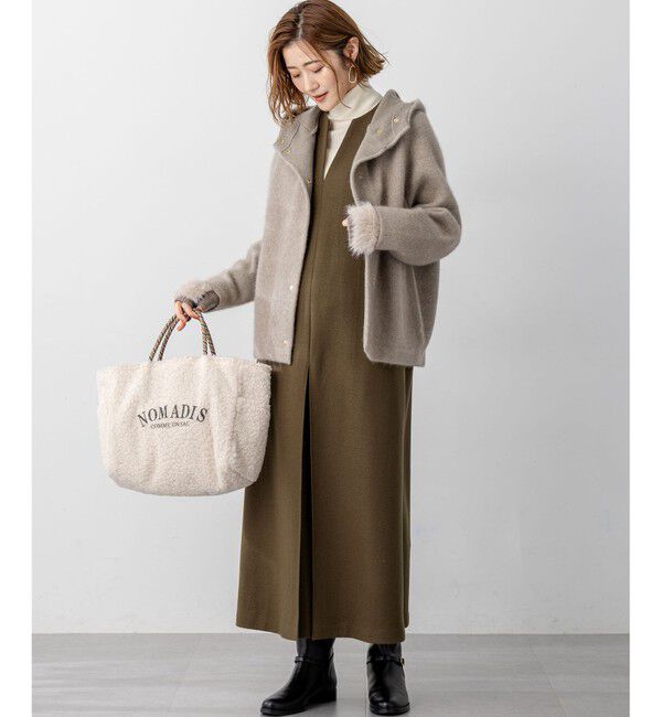 23区「【VERY掲載】ラクーンブレンドダブルフェイス ニット フーディー」|カーディガン|