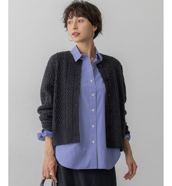 23区「【洗える】カシミヤブレンド ケーブルニットカーディガン」|カーディガン|グレー系