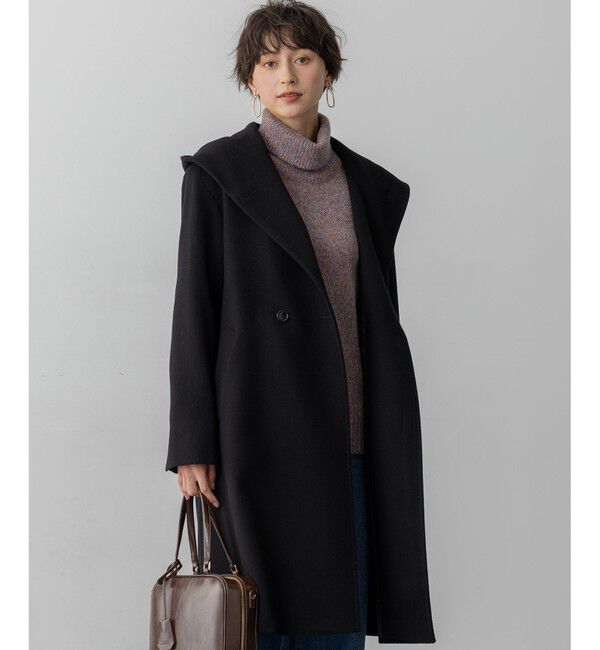 23区「ウールカシミヤビーバー フーデット コート」|その他|ブラック系