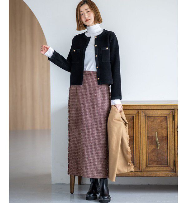 23区「【洗える】ベロアニット カーディガン」|カーディガン|