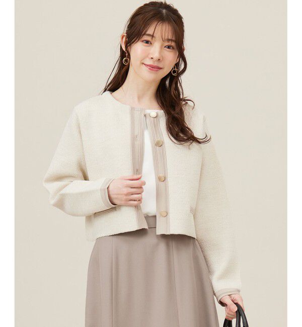 ANY SIS「バイカラーラメニット カーディガン」|カーディガン|オフ&times;ベージュ