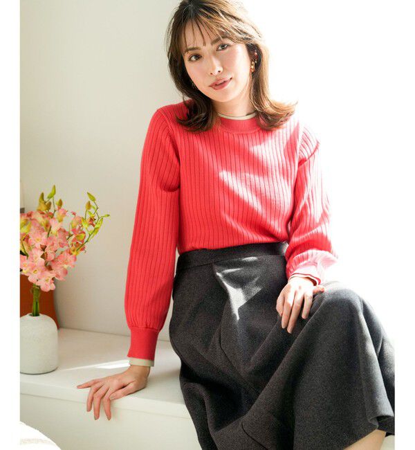 ANY SIS「【WEB・一部店舗限定】ダブルカラー ニット」|ニット・セーター|コーラル