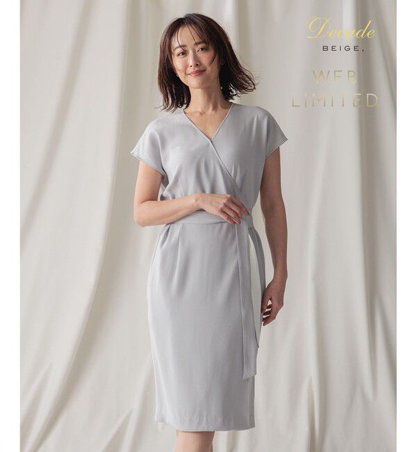 BEIGE,「【WEB＆一部店舗限定】CINDY / ラップドレス」|ワンピース|Ice blue &times; White
