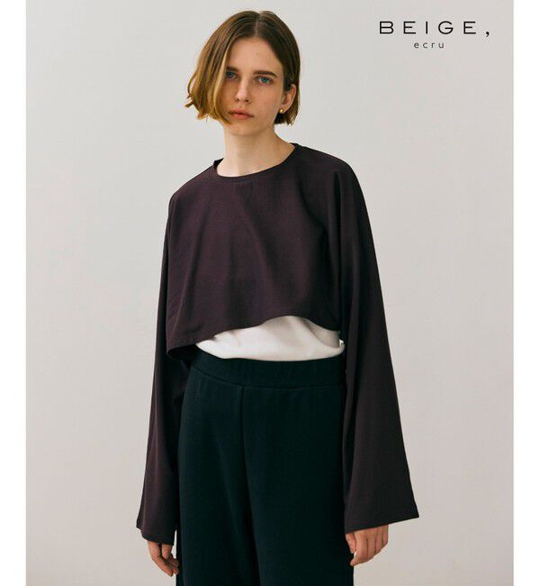 BEIGE,「【BEIGE,ecru/WEB限定・洗える】JERSEY STITCH / コットンクロップドトップス」|Tシャツ・カットソー|Bordeaux