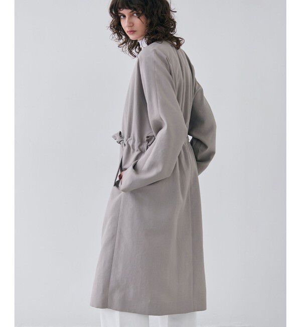 BEIGE,「【洗える】PORDIC / ドロスト付きロングスプリングコート」|ノーカラーコート|