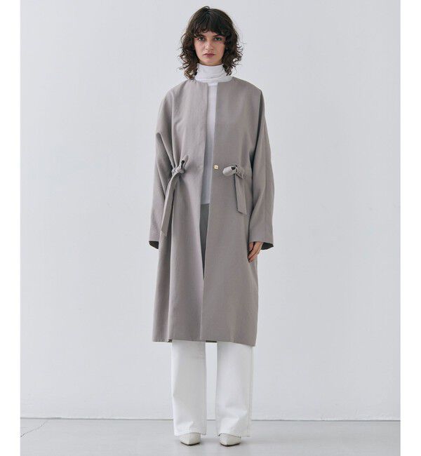 BEIGE,「【洗える】PORDIC / ドロスト付きロングスプリングコート」|ノーカラーコート|