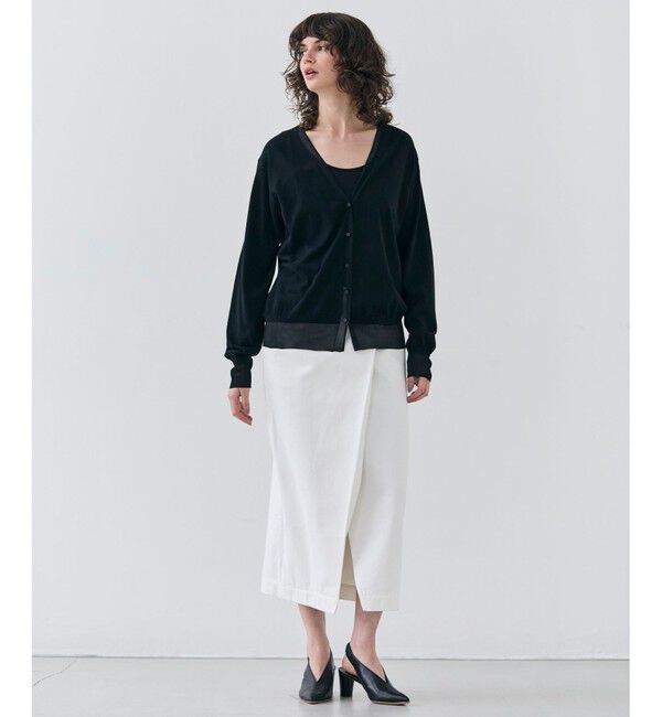 BEIGE,「【洗える】JULIE / シルク混シアーVネックカーディガン」|カーディガン|