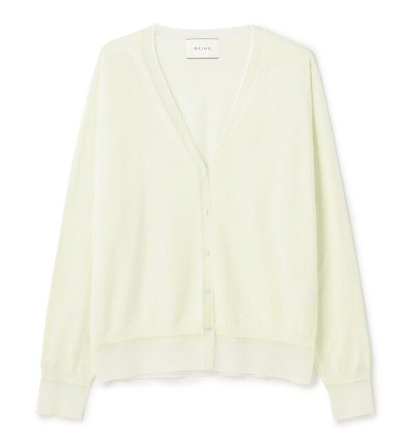 BEIGE,「【洗える】JULIE / シルク混シアーVネックカーディガン」|カーディガン|