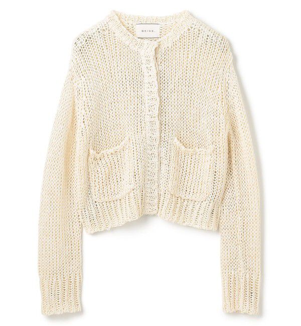 BEIGE,「【洗える】THYME / クルーネックコットンメッシュカーディガン」|カーディガン|