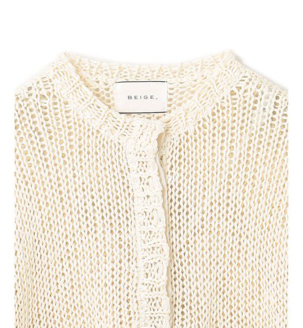 BEIGE,「【洗える】THYME / クルーネックコットンメッシュカーディガン」|カーディガン|