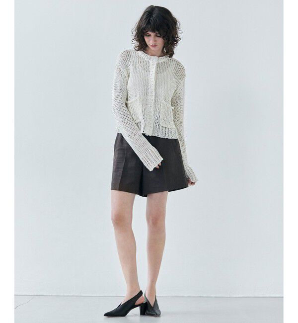 BEIGE,「【洗える】THYME / クルーネックコットンメッシュカーディガン」|カーディガン|