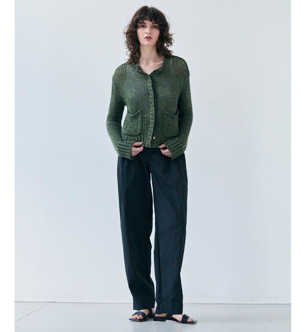 BEIGE,「【洗える】THYME / クルーネックコットンメッシュカーディガン」|カーディガン|