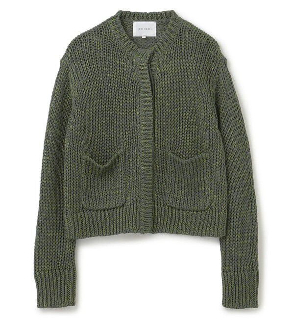 BEIGE,「【洗える】THYME / クルーネックコットンメッシュカーディガン」|カーディガン|