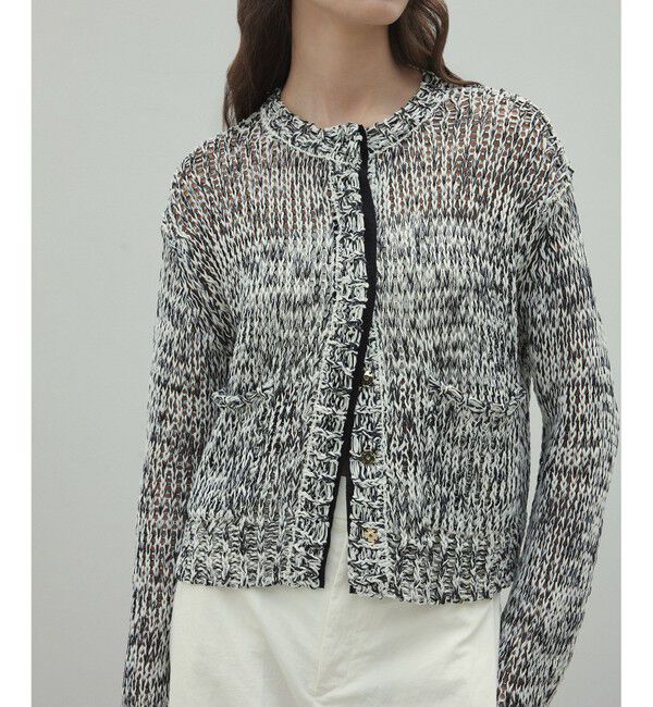 BEIGE,「【洗える】THYME / クルーネックコットンメッシュカーディガン」|カーディガン|