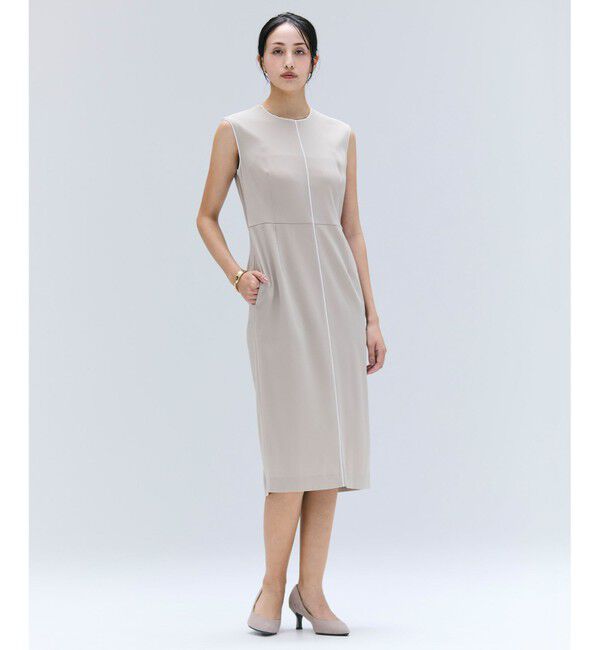 BEIGE,「【洗える】CINDY / クルーネックノースリーブワンピース」|ワンピース|