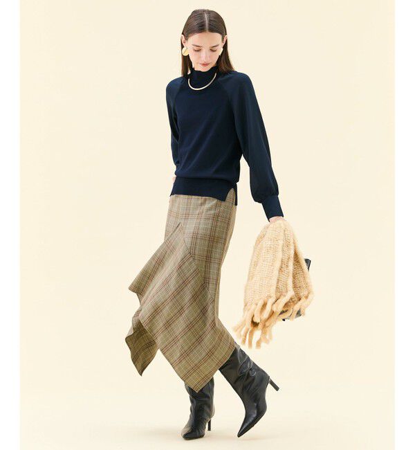 BEIGE,「【WEB限定・洗える】LECERF / 異素材ドッキングストレッチニット」|ニット・セーター|