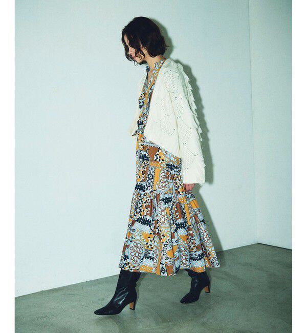 GRACE CONTINENTAL「フリンジショートニットカーディガン」|カーディガン|ホワイト