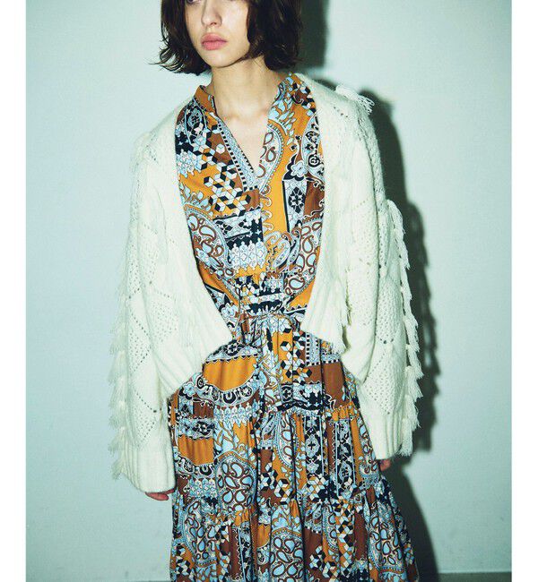 GRACE CONTINENTAL「フリンジショートニットカーディガン」|カーディガン|