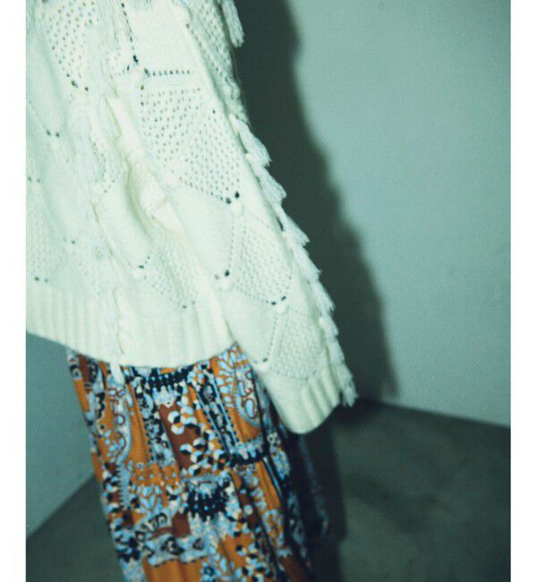 GRACE CONTINENTAL「フリンジショートニットカーディガン」|カーディガン|