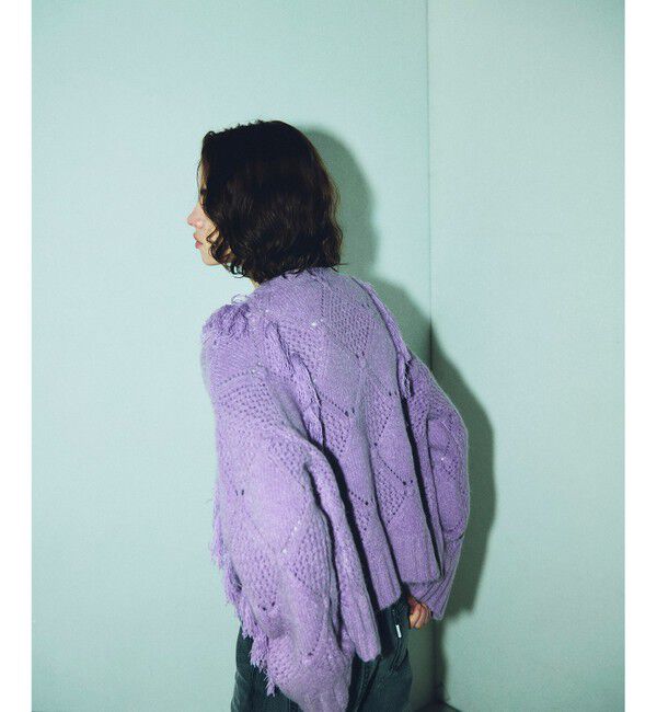 GRACE CONTINENTAL「フリンジショートニットカーディガン」|カーディガン|