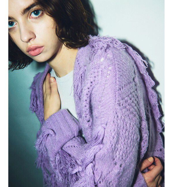 GRACE CONTINENTAL「フリンジショートニットカーディガン」|カーディガン|