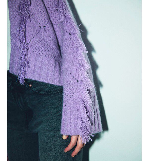 GRACE CONTINENTAL「フリンジショートニットカーディガン」|カーディガン|