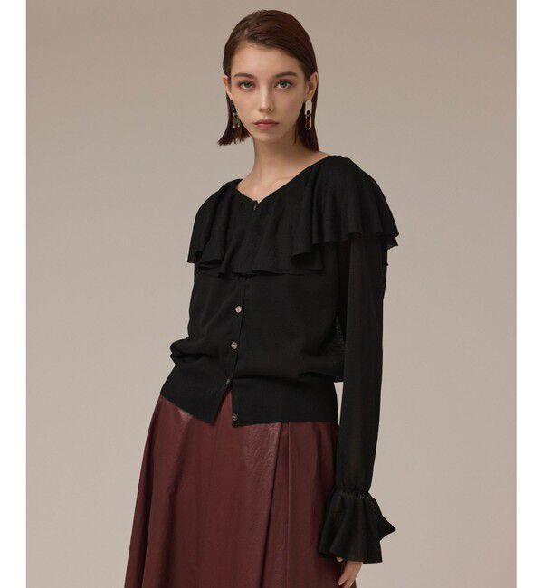 Diagram「フリルニットカーディガン」|カーディガン|ブラック