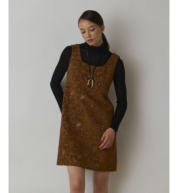 GRACE CONTINENTAL「サラサジャガードミニワンピース」|ワンピース|ブラウン
