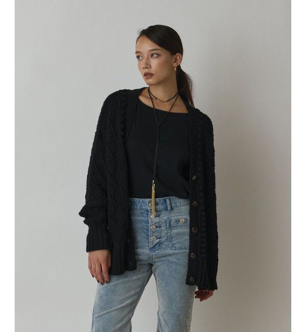 GRACE CONTINENTAL「オーバーニットカーディガン」|カーディガン|ブラック