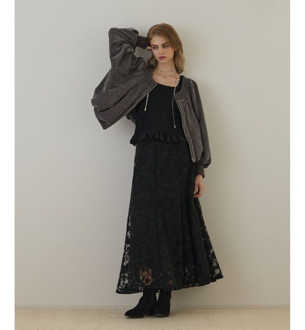 GRACE CONTINENTAL「バルーンモールカットカーディガン」|カーディガン|