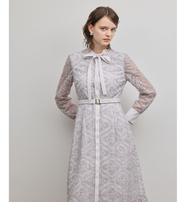 GRACE CONTINENTAL「オーナメント刺繍フレアワンピース」|ワンピース|ラベンダー